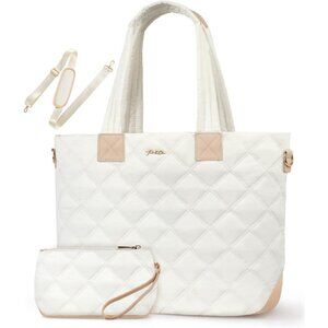 Womens Puffer Shoulder Tote Quilted Work Bag with Laptop Sleeve Compartments
